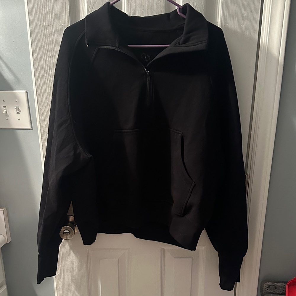 Black Quarter-Zip Hoodie Sweatshirt - Unbranded